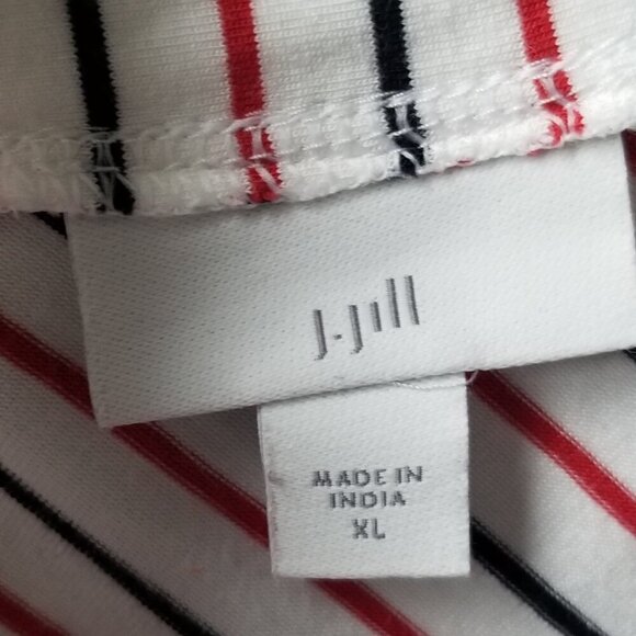 J Jill Size XL Striped VNeck Stretch Tunic Top Pullover 3/4 Bell Sleeve Comfy - Picture 5 of 8